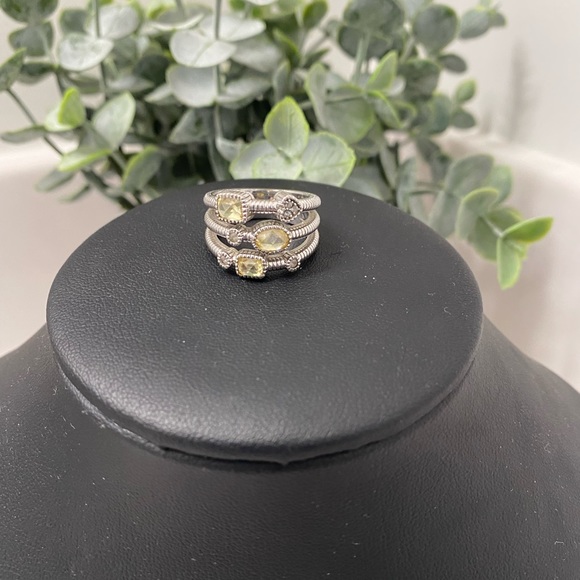 Judith Ripka Sterling Silver Three Row Band - Picture 5 of 12